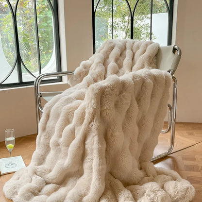 Soft Plush Reversible Throw Blanket for Home