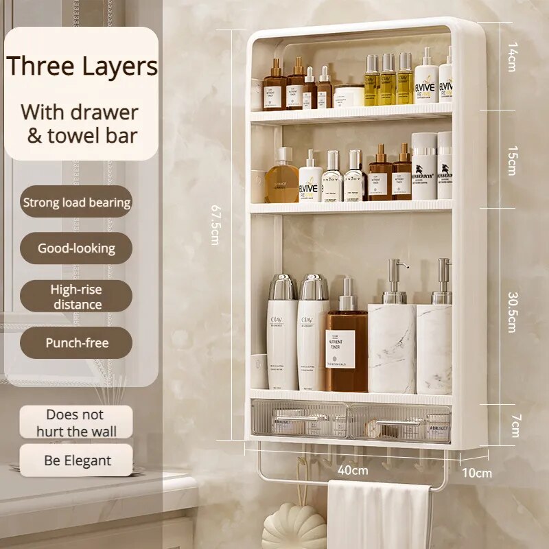 Space Saving Easy Install Bathroom Storage Shelf