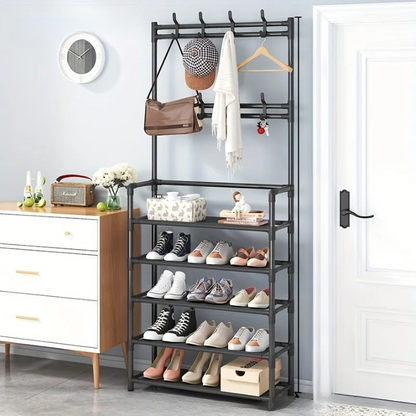 Space Saving Entryway Coat Rack with Shelf