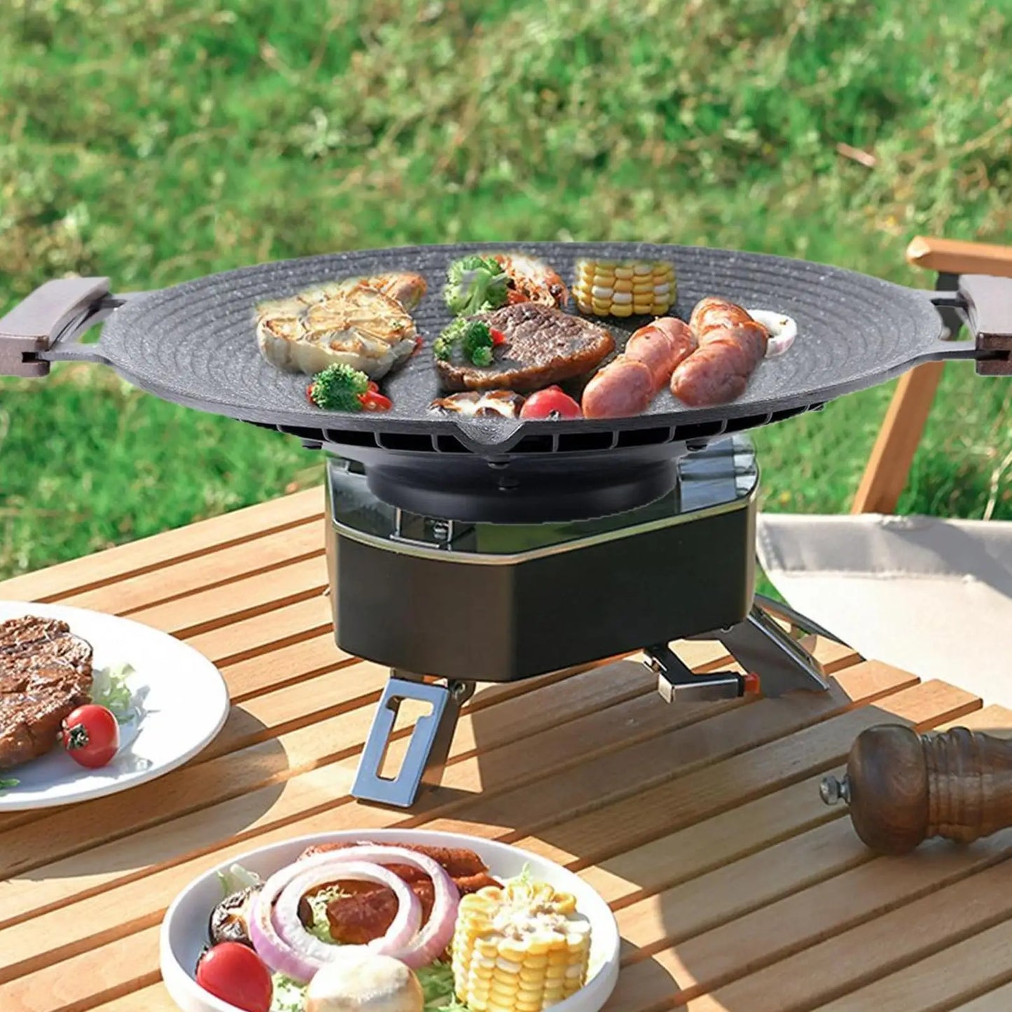 Compact Lightweight Grill Pan for Outdoor BBQ Cooking