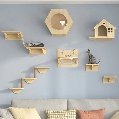 Pet Cat Activity Climbing Wooden Tower