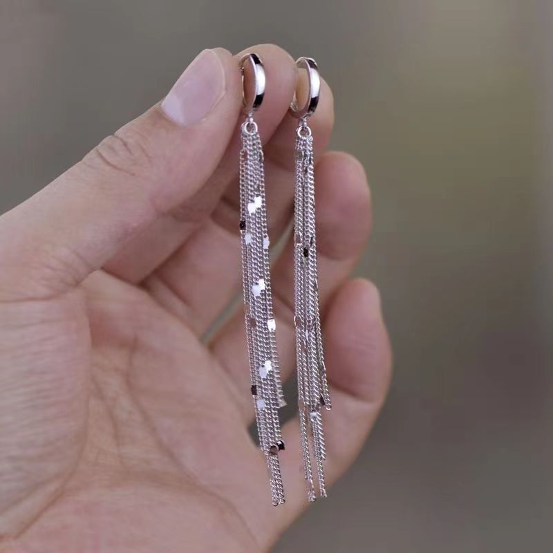 Chic Dangle Drop Metallic Fringe Earrings