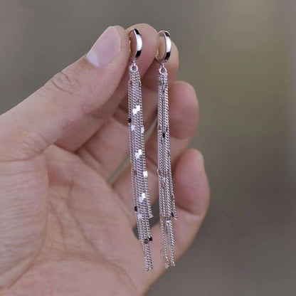 Chic Dangle Drop Metallic Fringe Earrings