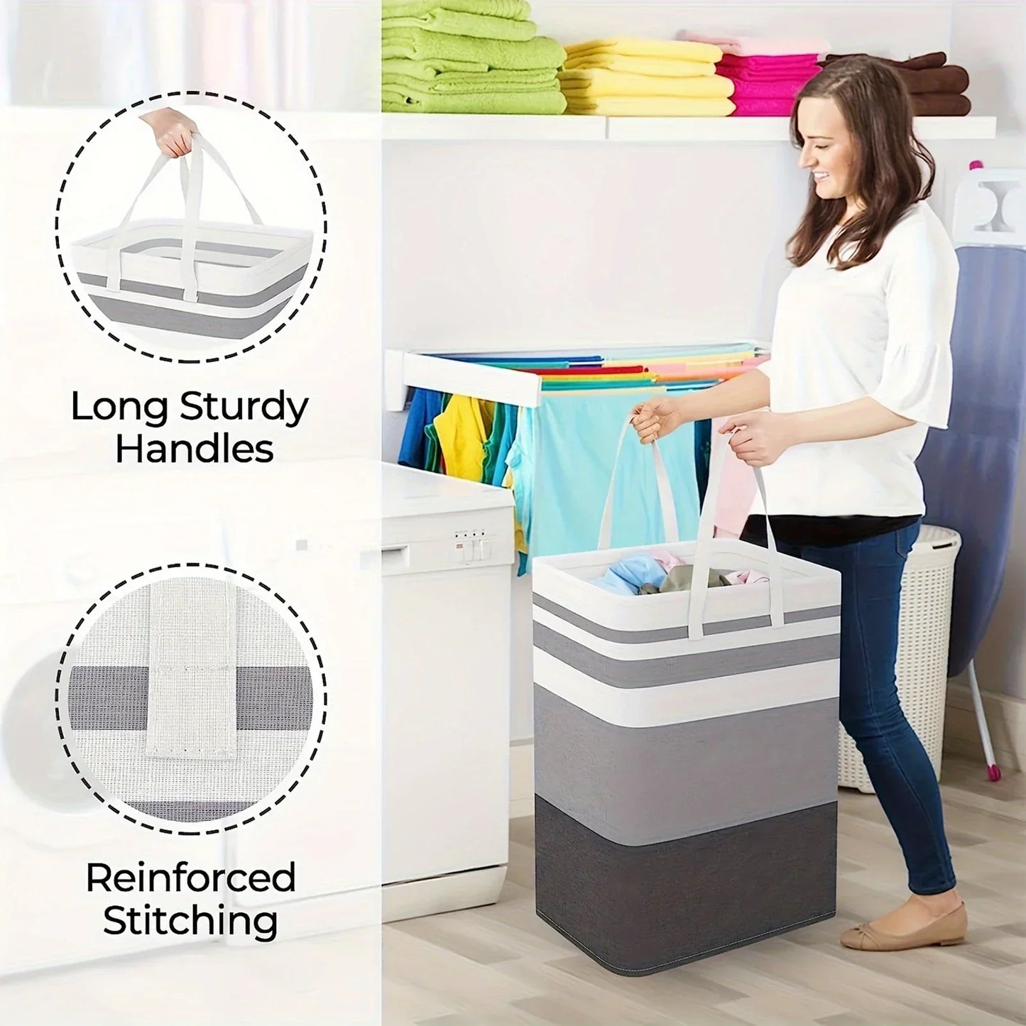 Big Capacity Folding Laundry Basket with Handles