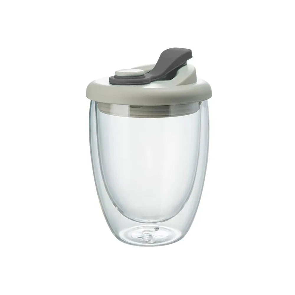 Spill Proof Insulated Clear Glass Coffee Mug