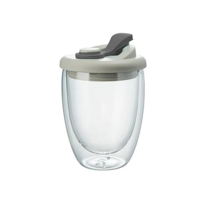 Spill Proof Insulated Clear Glass Coffee Mug