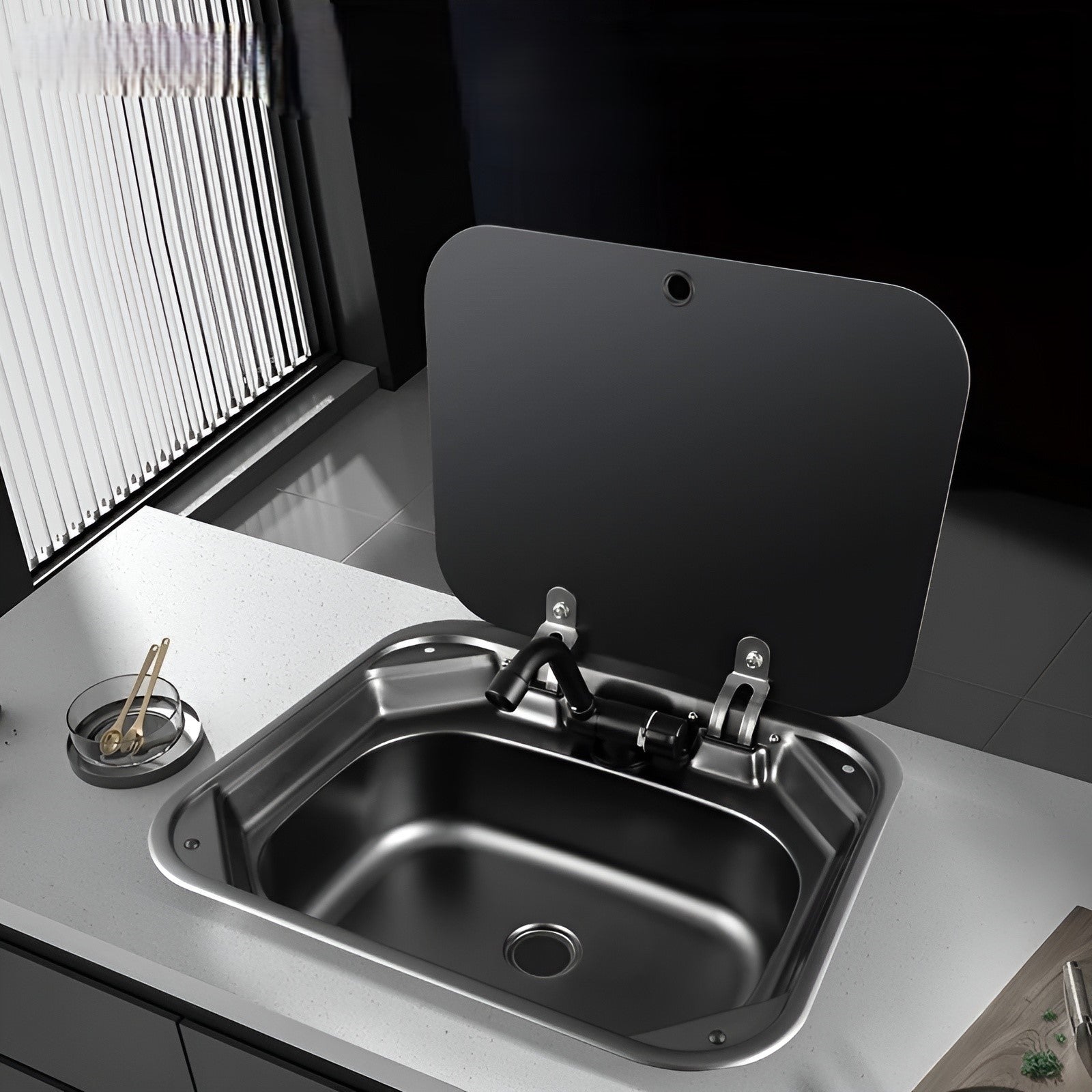 Space Saving Collapsible Faucet Stainless Steel Kitchen Sink - Pexav