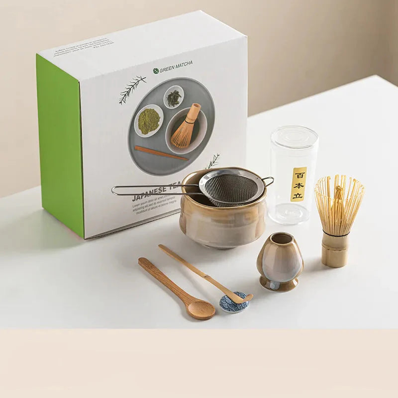Traditional Japanese Matcha Tea Set Ceramic Bowl - Pexav