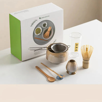 Traditional Japanese Matcha Tea Set Ceramic Bowl - Pexav