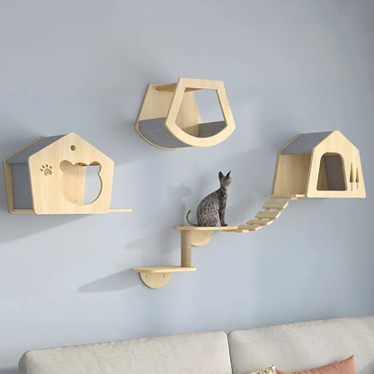 Pet Cat Activity Climbing Wooden Tower