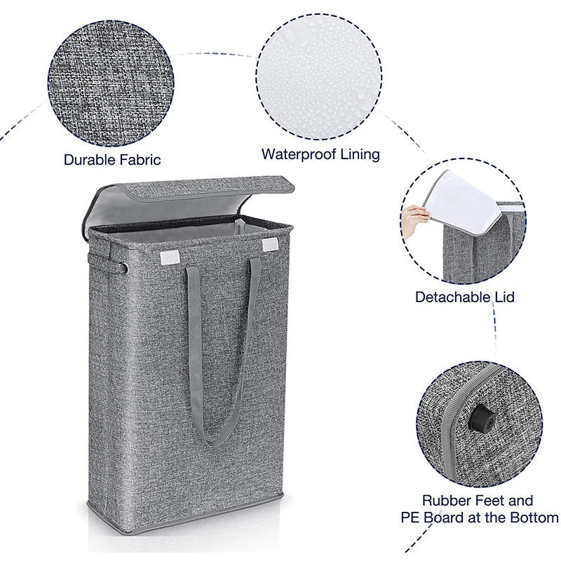 Space Saving 45L Laundry Hamper with Lid