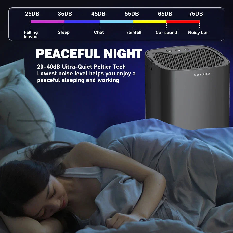 Compact 2-in-1 Dehumidifier with Air Purifier & LED Light