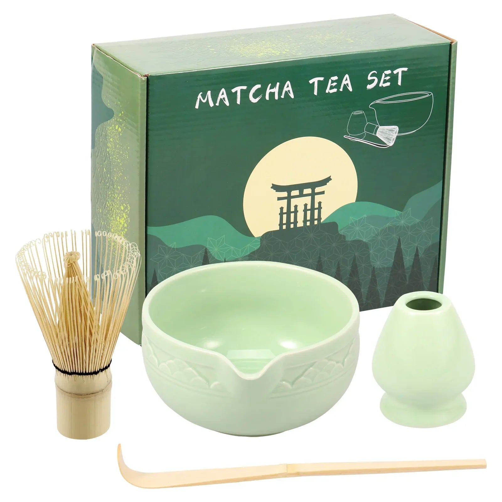 Traditional Japanese Matcha Tea Set with Bowl and Whisk - Pexav