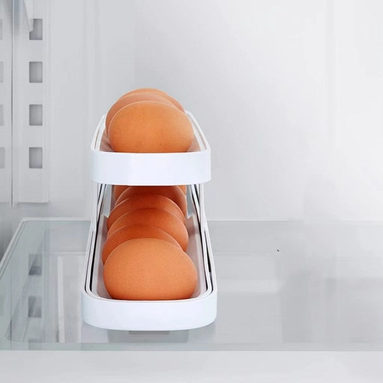 2-Level Slide Out Fridge Storage Rack Organizer