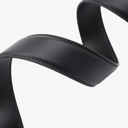 Black Real Leather Men's Belt with Automatic Loop – Elegant and Versatile Accessory for Business and Casual Wear-5