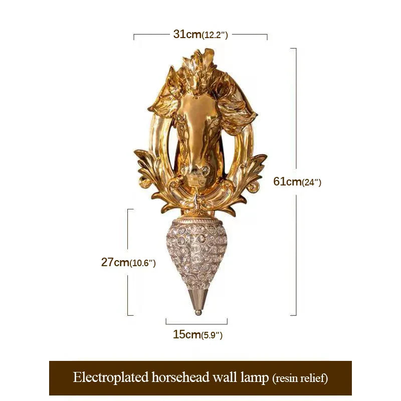 Elegant Horse Pattern Metallic Wall Lamp