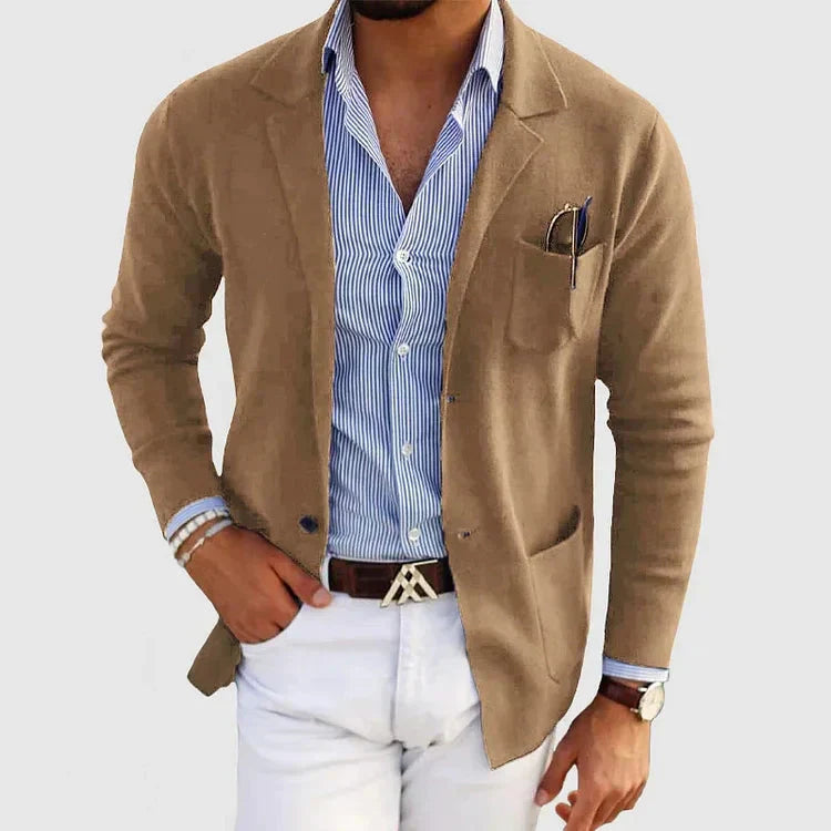 Slim Fit Men's Blazer with Classic Button Pockets