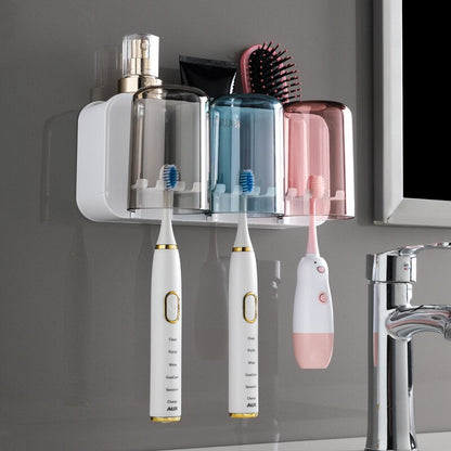 Bathroom Wall Mount Toothbrush Mouthwash Holder