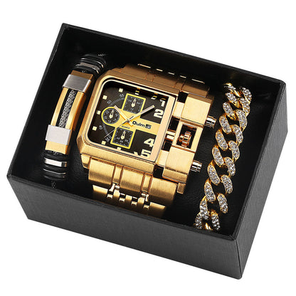 Large Face Quartz Mens Luxury Watch Gift Set
