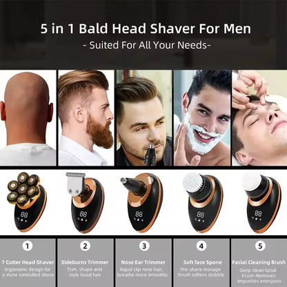 Advanced Rotary Shaver with 5-in-1 Grooming Set & Water Resistant Design