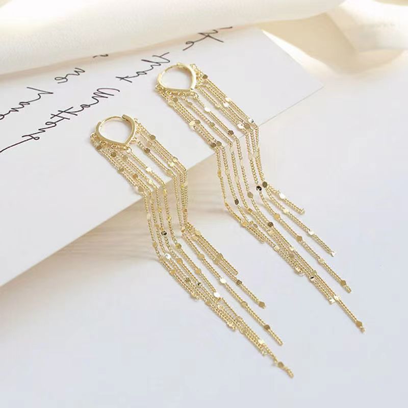 Chic Dangle Drop Metallic Fringe Earrings
