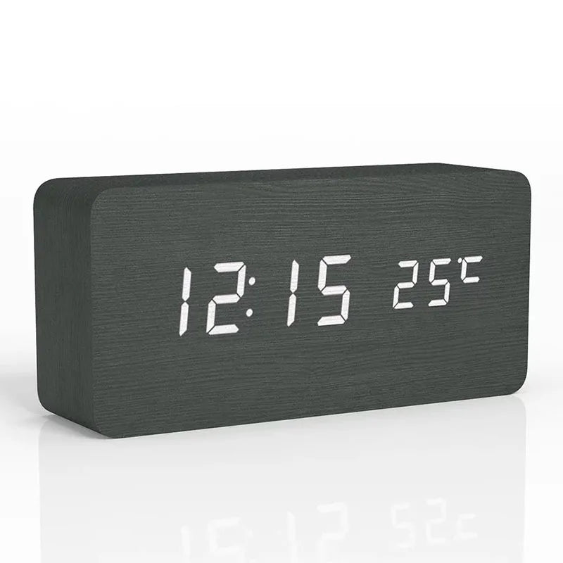 Rustic Wooden LED Alarm Clock - Pexav