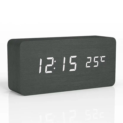 Rustic Wooden LED Alarm Clock - Pexav