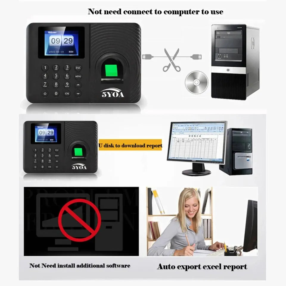 Accurate Digital Fingerprint Attendance Clock