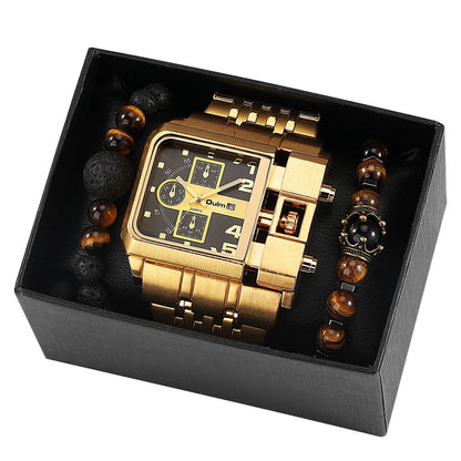 Large Face Quartz Mens Luxury Watch Gift Set