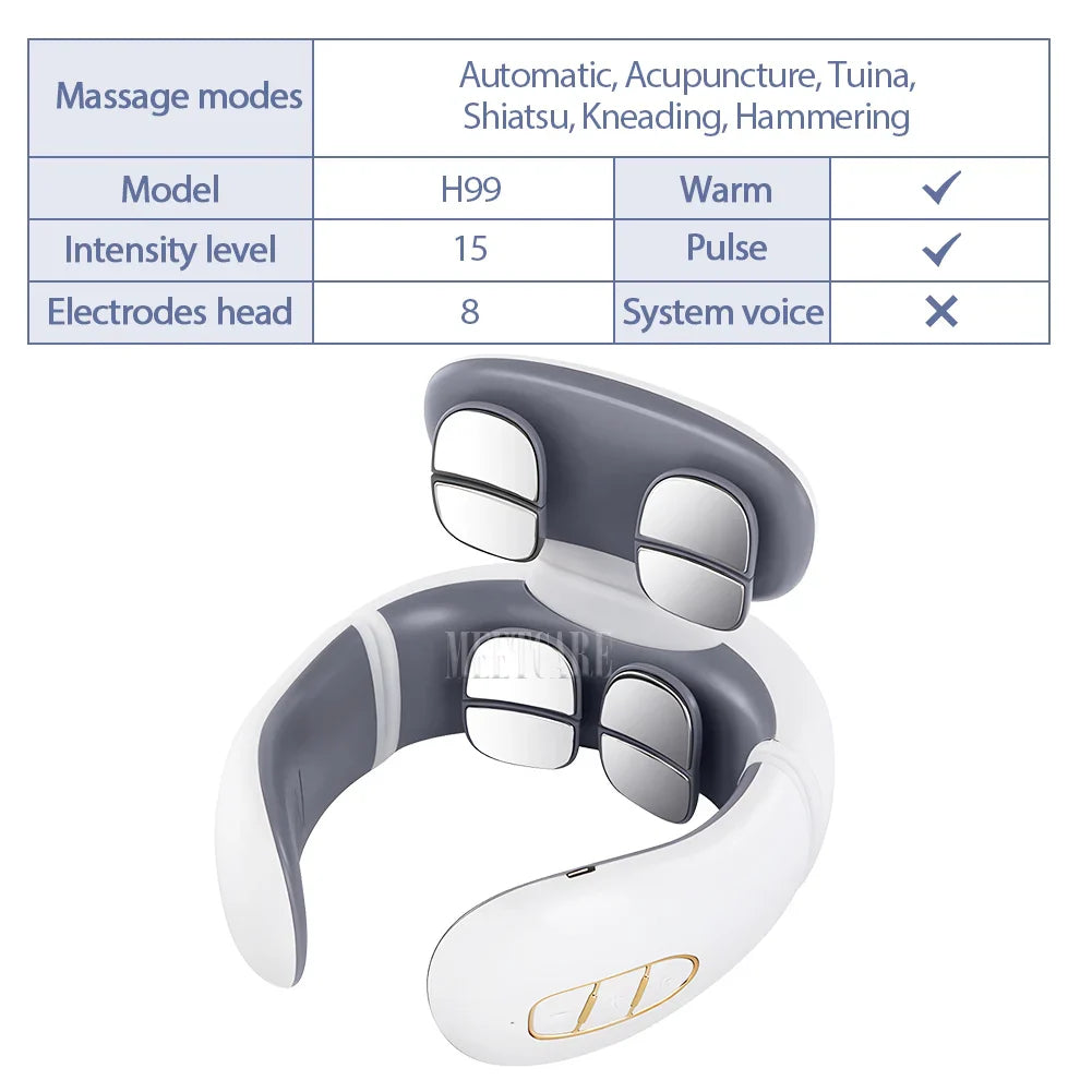 Wireless Rechargeable Neck Massager for Pain Relief