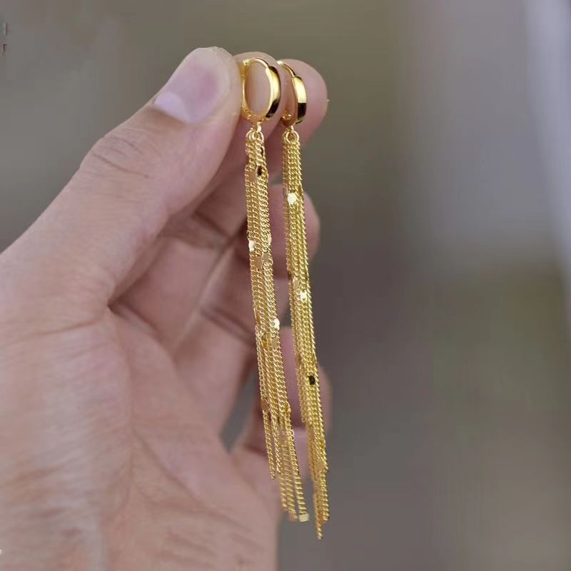 Chic Dangle Drop Metallic Fringe Earrings