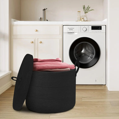 Big Natural Fiber Woven Storage Basket with Top