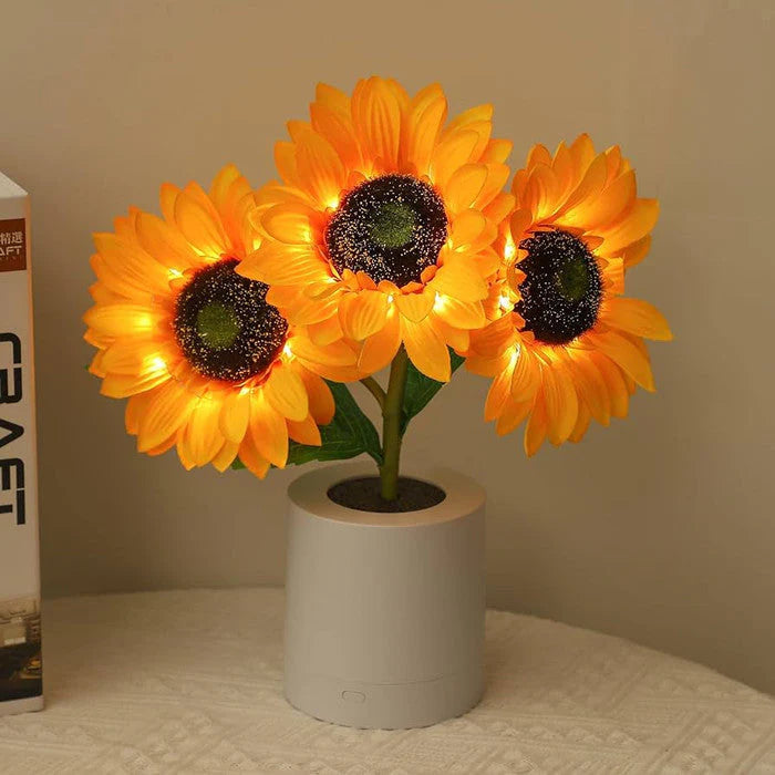Bright Yellow Floral Desk Lamp - Pexav