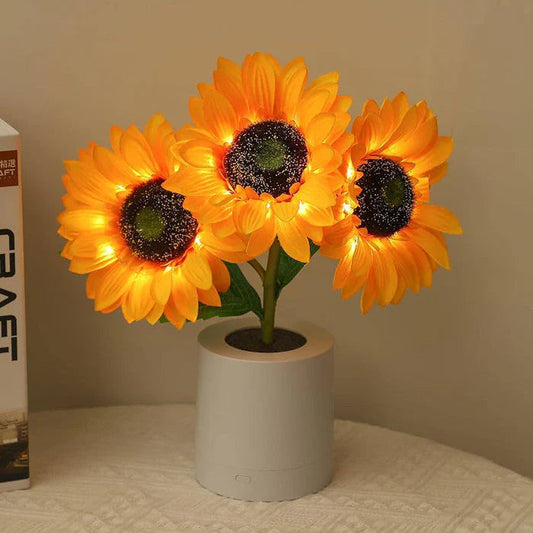 Bright Yellow Floral Desk Lamp - Pexav