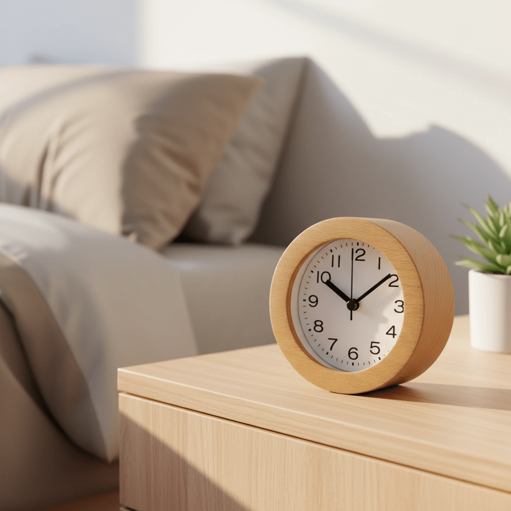 Quiet Wooden Alarm Clock with Soft LED Light - Pexav