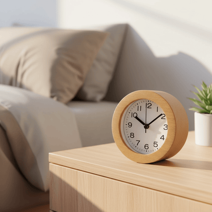 Quiet Wooden Alarm Clock with Soft LED Light - Pexav
