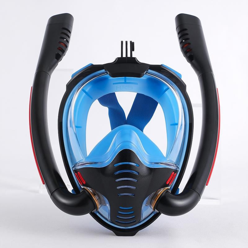 Silicone Full Dry Diving Mask with Double Air Tubes