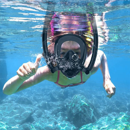 Silicone Full Dry Diving Mask with Double Air Tubes