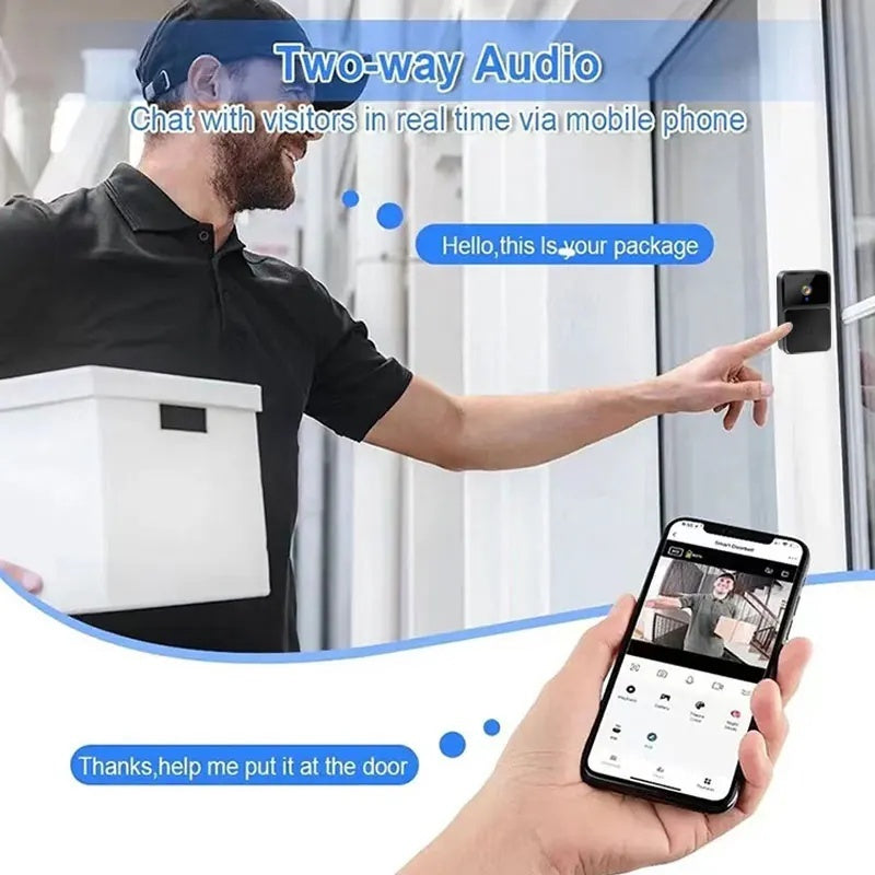 Smart Wireless WiFi Video Doorbell Camera with Two-Way Audio  – HD Night Vision, Two-Way Intercom & Voice Changer