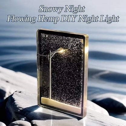 Snowy Scene Night Lights – DIY Christmas Street Lamp with Flowing Snow Effect for Magical Holiday Desktop Décor