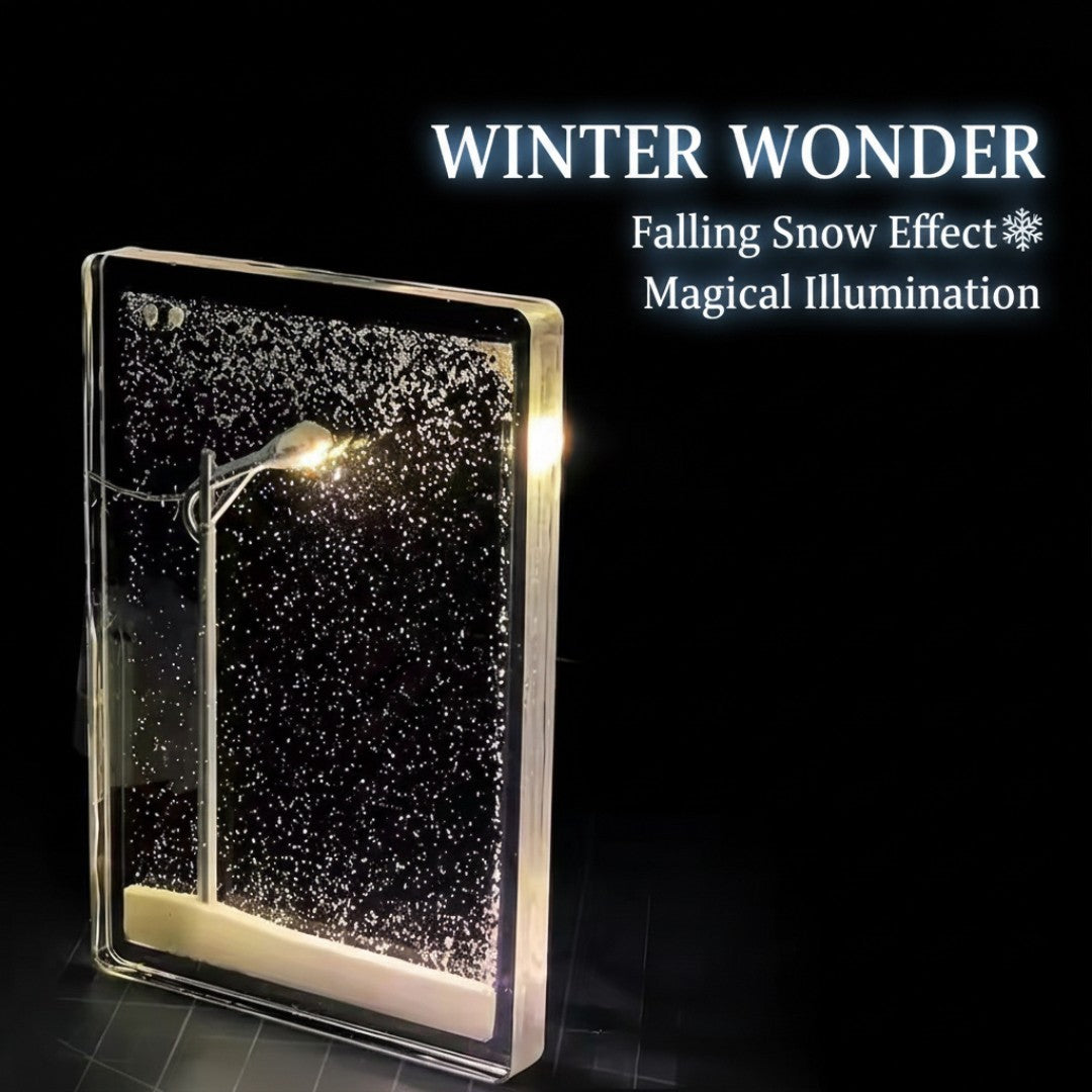 Snowy Scene Night Lights – DIY Christmas Street Lamp with Flowing Snow Effect for Magical Holiday Desktop Décor