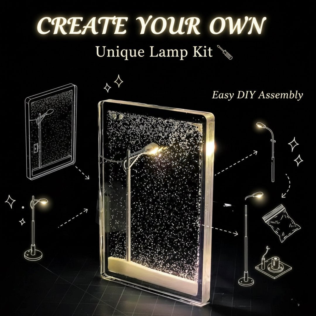 Snowy Scene Night Lights – DIY Christmas Street Lamp with Flowing Snow Effect for Magical Holiday Desktop Décor