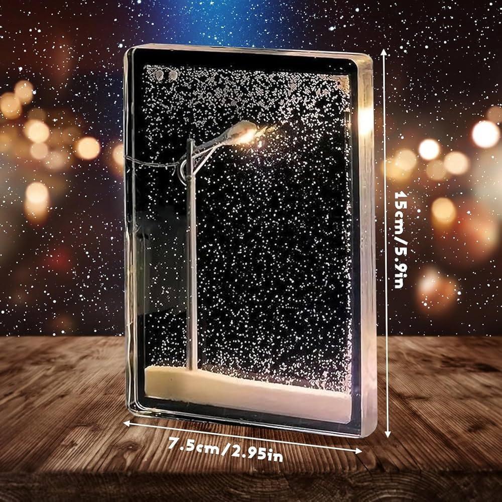 Snowy Scene Night Lights – DIY Christmas Street Lamp with Flowing Snow Effect for Magical Holiday Desktop Décor