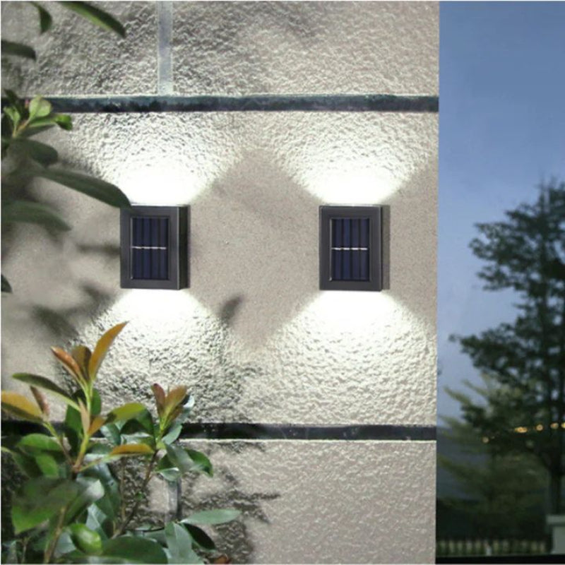 Solar Double Shade Wall Light – Elegant Outdoor Lighting with Unique Light Effect for Gardens and Patios, Weatherproof IP65 4