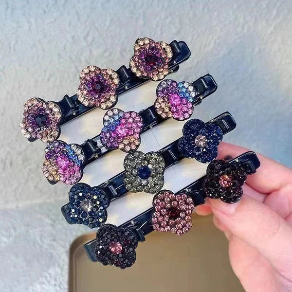 Shiny Gemstone Braid Hair Barrettes - Pexav