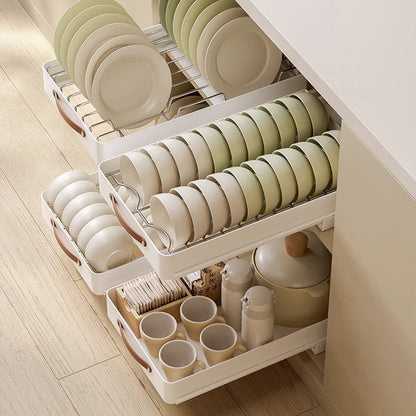 Silver Slide-Out Kitchen Storage Tray Organizer - Pexav