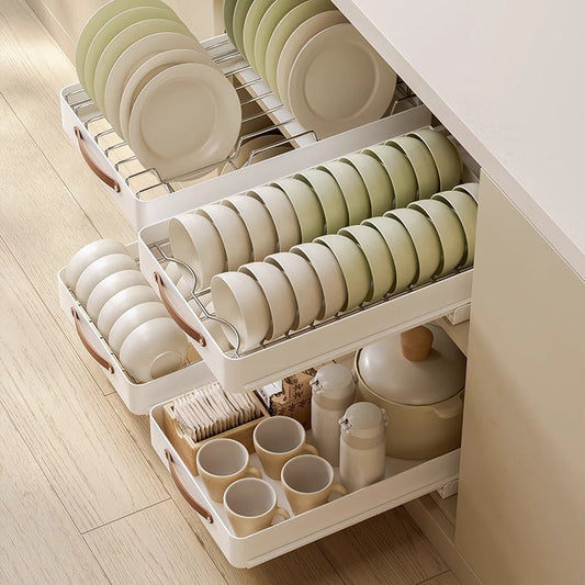 Silver Slide-Out Kitchen Storage Tray Organizer - Pexav