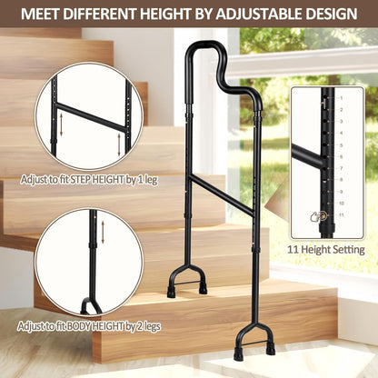 Stair Climbing Assist Cane – Adjustable Height Step Aid for Seniors with Hip or Knee Pain, Easy Walk Up or Down Stairs