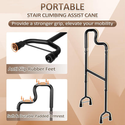 Stair Climbing Assist Cane – Adjustable Height Step Aid for Seniors with Hip or Knee Pain, Easy Walk Up or Down Stairs