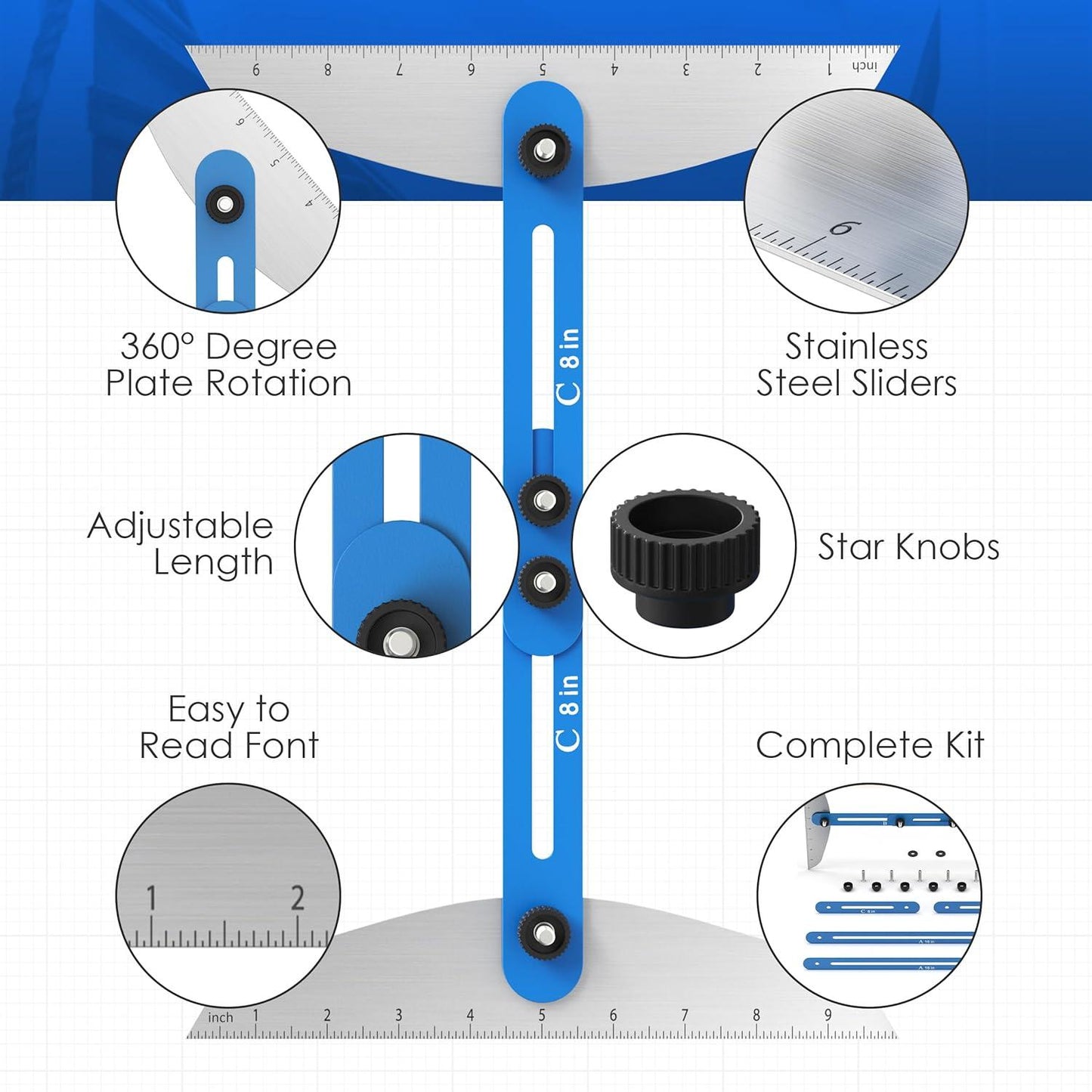 Stair Tread Jig Template Tool – Adjustable Gauge Made from Durable Material for Stairs, Risers, Shelves, and Partitions.